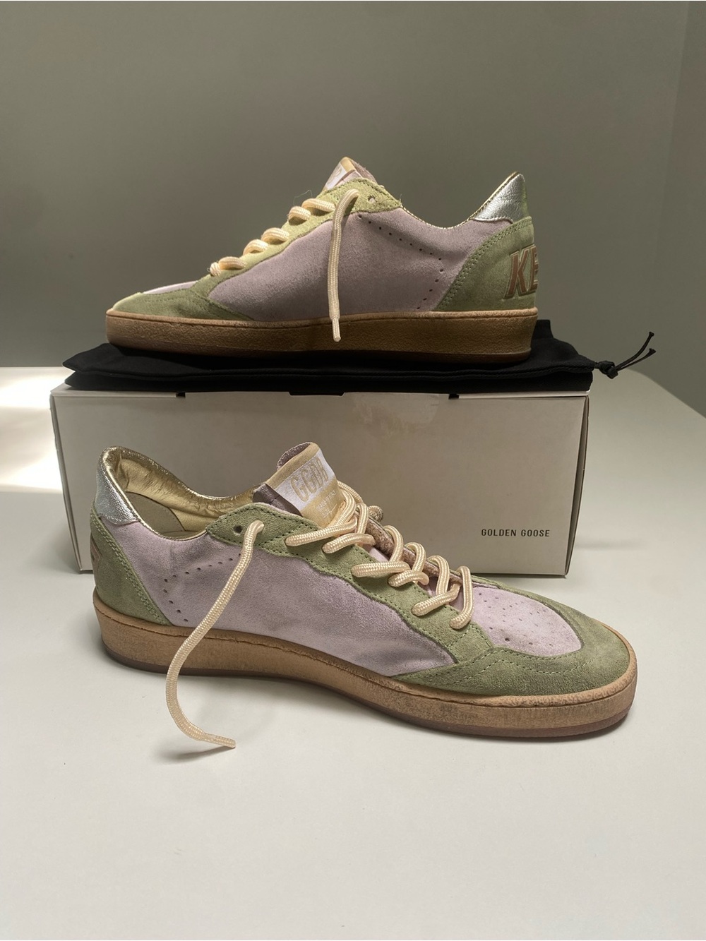 Golden Goose Ball Star Sneaker Lilac Suede/ Sage/Honey/Silver sz 39 New in Box - Picture 5 of 13